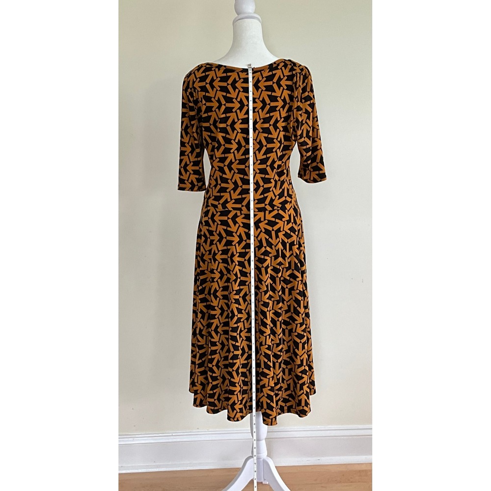 LuLaRoe Nicole Fit Flare Dress 3/4 Sleeve Scoop Neck Midi L - Picture 4 of 10